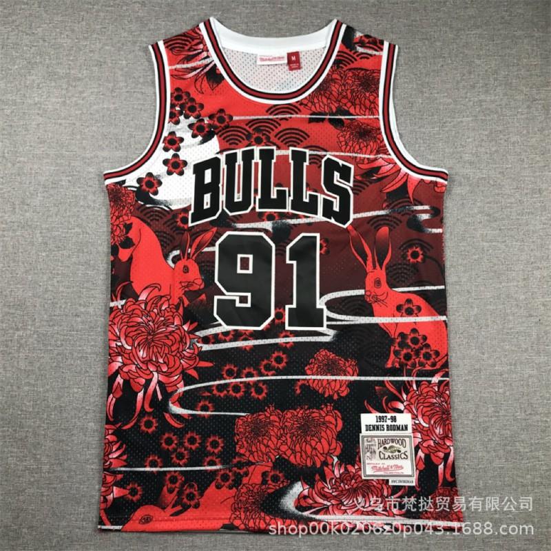 Chicago Bulls Retro Basketball Jersey Pippen 23 Rodman 33 Jordan 91 Embroidered Cotton Unisex V-Neck Sleeveless Sportswear