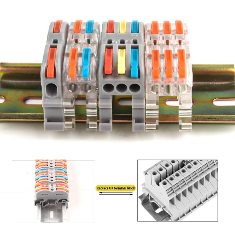 Din Rail Wire Connector  Fast Universal Compact Electric Cable LED Light Lamp Conector Wiring Conductor Terminal Block 2/3pin