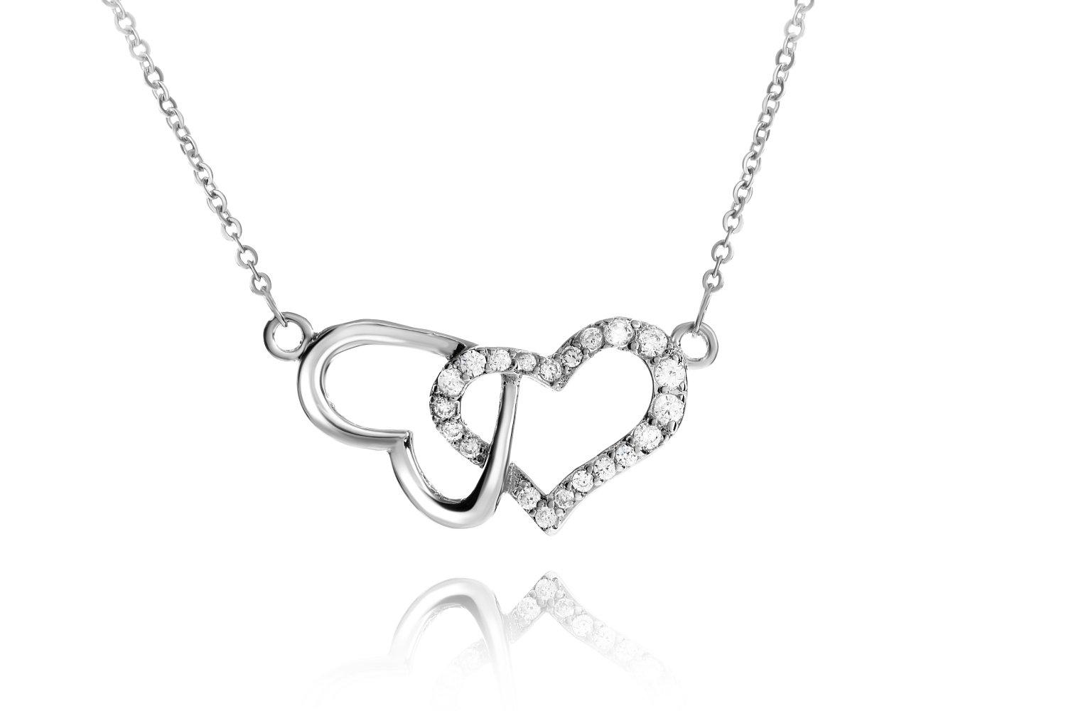 

Fairy Heart Luxury Gift Open Heart Necklace Silver Gift Popular Colors 2 Types 3 Popular Colors Super Cubic Zirconia Heart Platinum Women s Women s білий