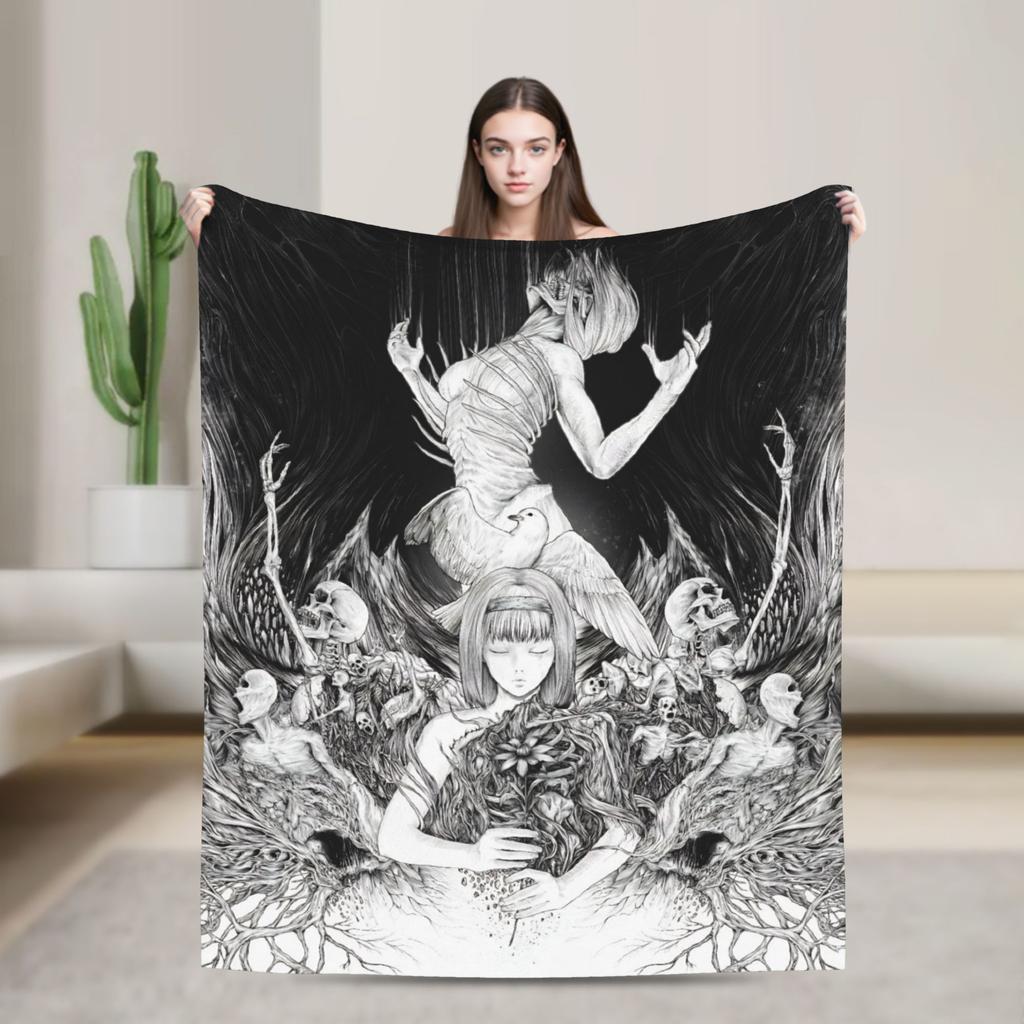Attack On Titan Eren Anime Cartoon Knitted Blankets Fighter Wool Throw Blanket Home Print Lightweight Bedspreads Multi-function