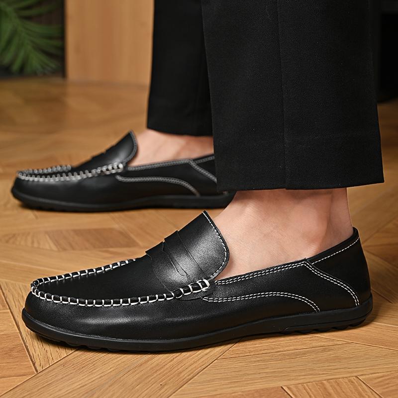 Casual Leather Men Loafers Slip On Handmade Moccasins Crocodile Pattern Men Leather Flats Luxury Brand Comfy Driving Shoes Men