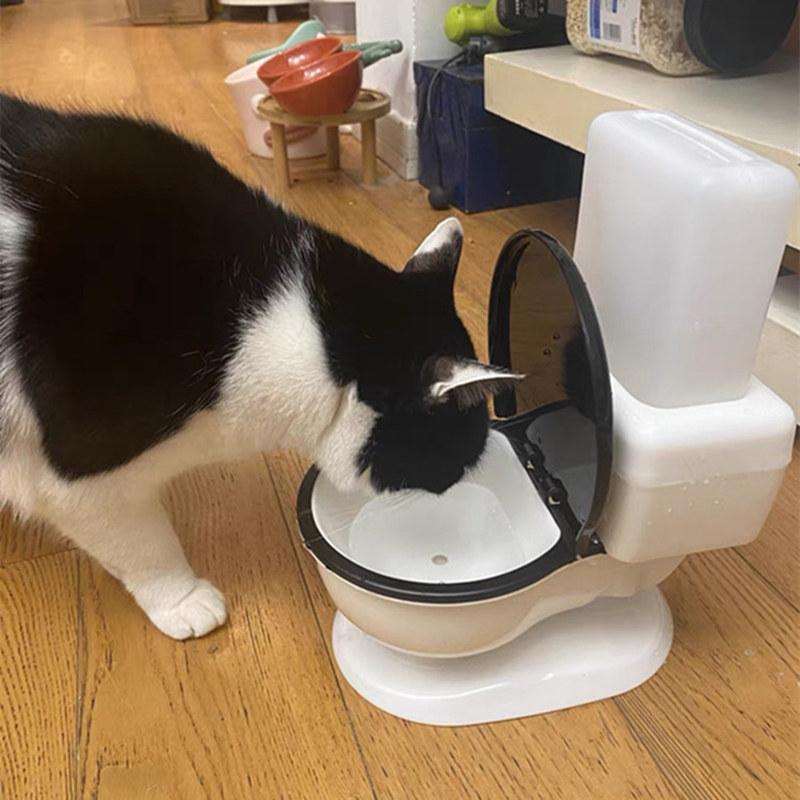 Toilet-Shaped Cat Water Dispenser, Large Automatic Gravity Pet Water Bowl, Funny Viral No-Electric Water Fountain for Cats Small Dogs