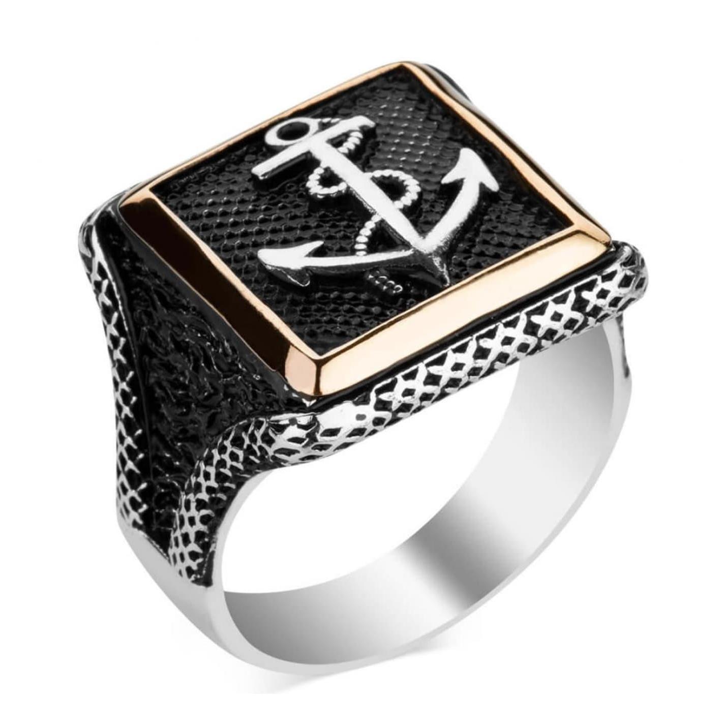 

Мужское серебряное кольцо Anchor Square Design