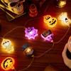 1PC Halloween 8 Elements LED String Lamp Battery Powered Horror Atmosphere Lighting With Ghost Witch Cat Pumpkin Spider Skeleton