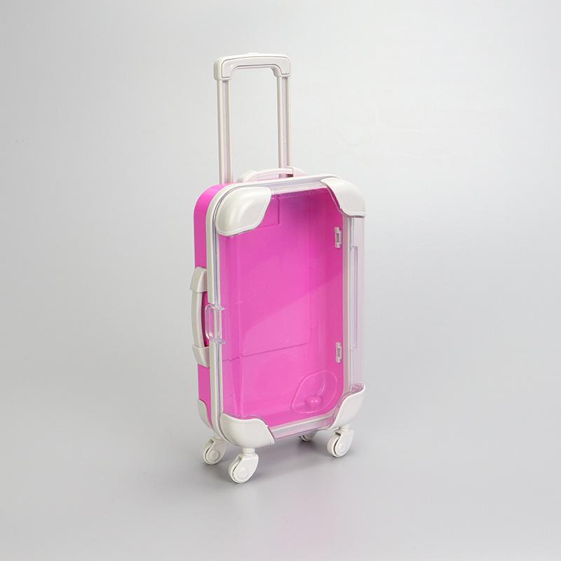 Прозрачный мини-чемоданчик-тележка для хранения косметики и ресниц 9.5 x 5 x 17 cm