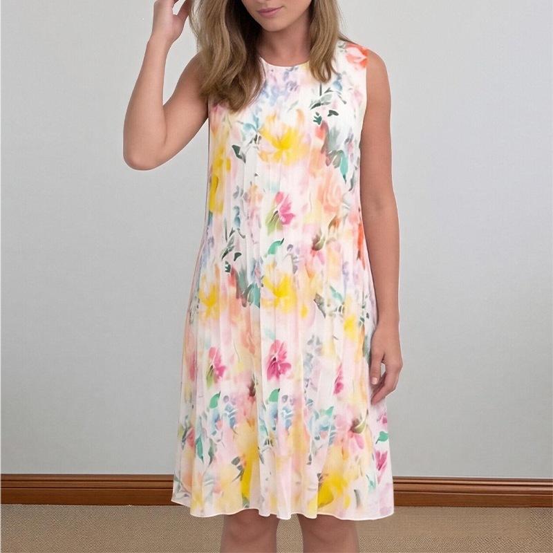2026 Women's Spring New Arrival, Amazon Cross-Border Europe and America Fashion Casual Loose Printed Pleated Dress