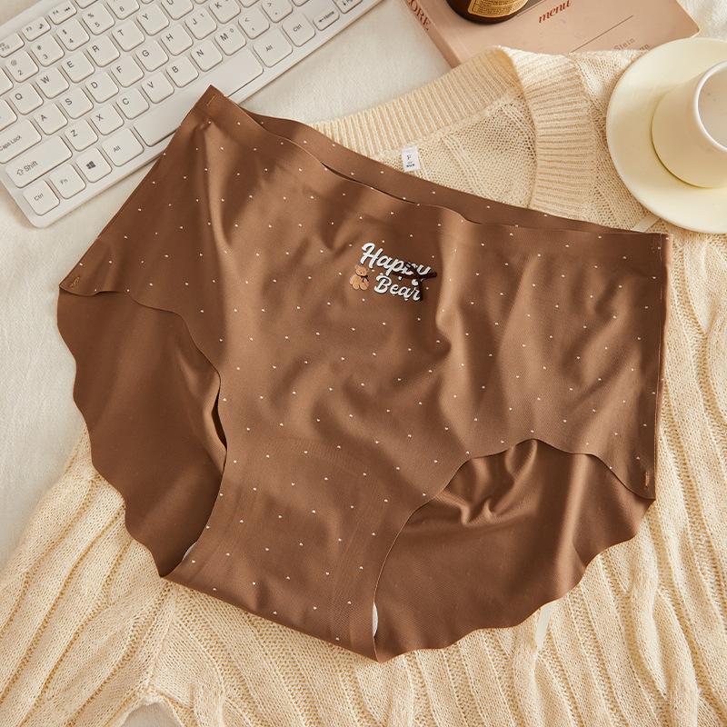 Panties Women's Ice Silk Traceless Bow Floating Mid-Waist Lightweight Breathable briefs Women's Fit Panties