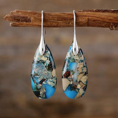 High Quality Bohemian Light Luxury Water Drop Natural Stone Old Money Wind Earrings Earrings Popular Jewelry