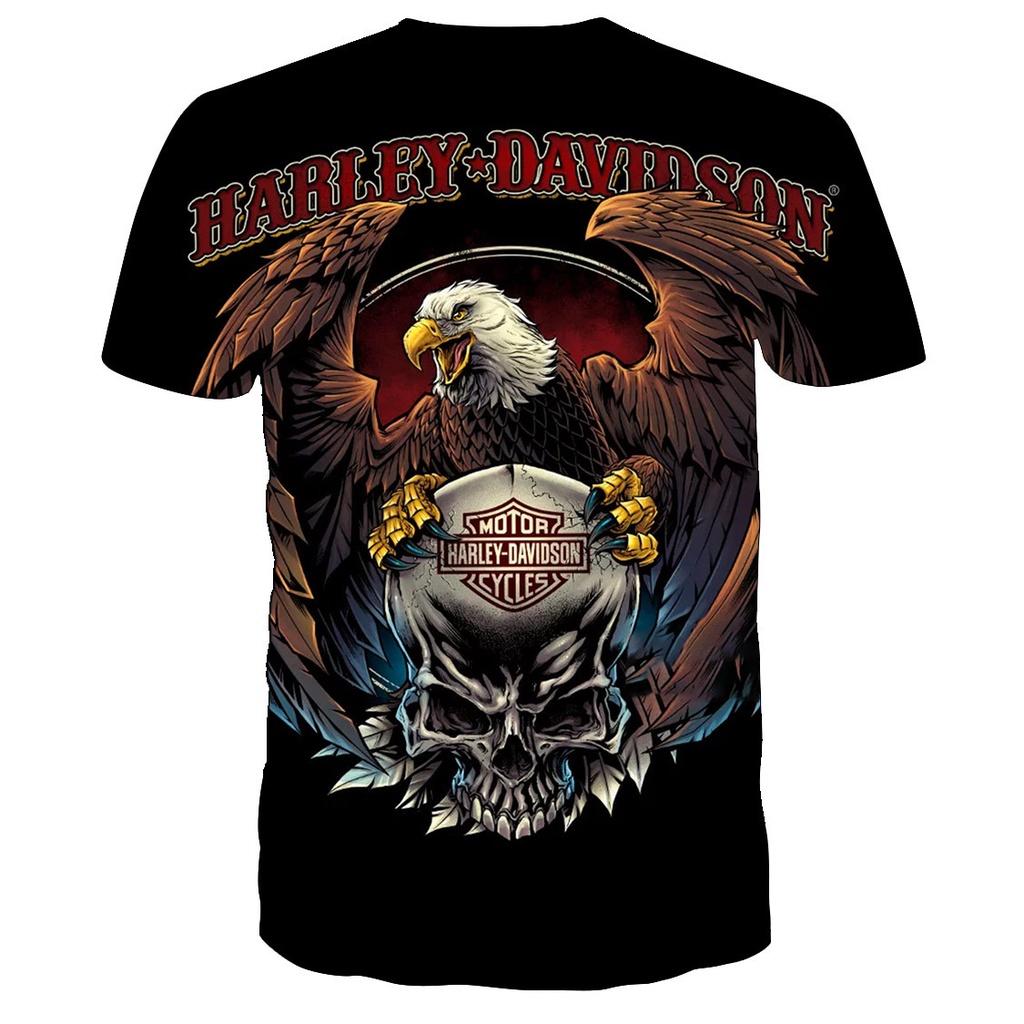 2026 Summer Fashion 3D Printed Short Sleeve T Shirt Casual Animal Eagle Hip Hop Rock Personality Creative O Neck Tee Men