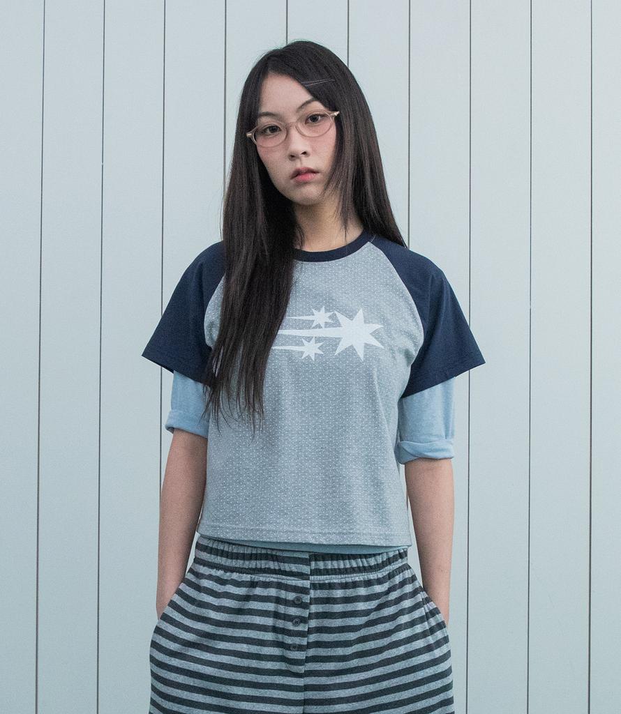 NICEGHOSTCLUB 3Star Dot Raglan Crop Tee_Grey(Ng2Gmft533A)