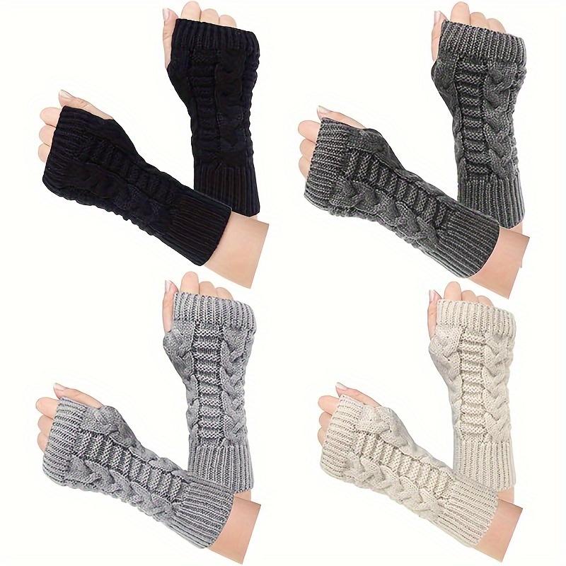 4 Pairs Stay Warm & Stylish This Winter: Fingerless Knit Long Gloves for Women
