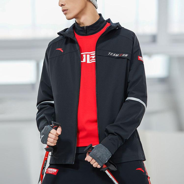 Anta China Ice And Snow Series Windproof Water-Resistant Sports Hooded Woven Jacket Men Jacket Black 952217607-4