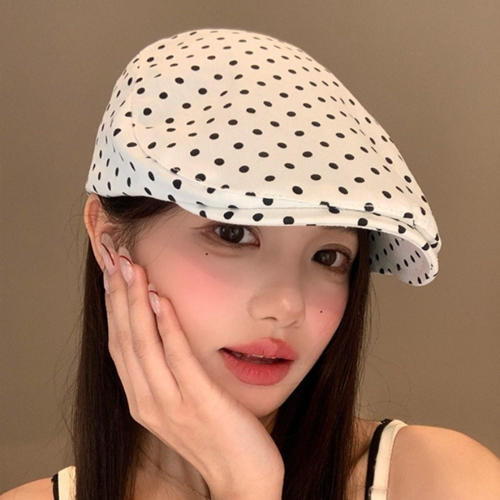 Versatile Polka Dot Print Hats Retro Bonnet Y2K Forward Hats  for Women