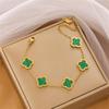Titanium Steel 18K Four-Leaf Clover Bracelet Women Fashion Light Luxury Stainless Steel Lucky Grass Bracelet