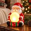 Santa Claus Figurine with Light Up Figurine, Christmas Statue Holding Glowing Crystal Ball, Warm Holiday Atmosphere Lighting Night Light, Tabletop
