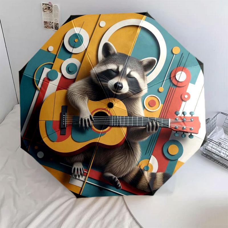 AnimalMusicians Pattern Pattern New Style Umbrella, 1 Piece Automatic Folding Umbrella, Portable Travel Umbrella, Outdoor Umbrella, Birthday Gift