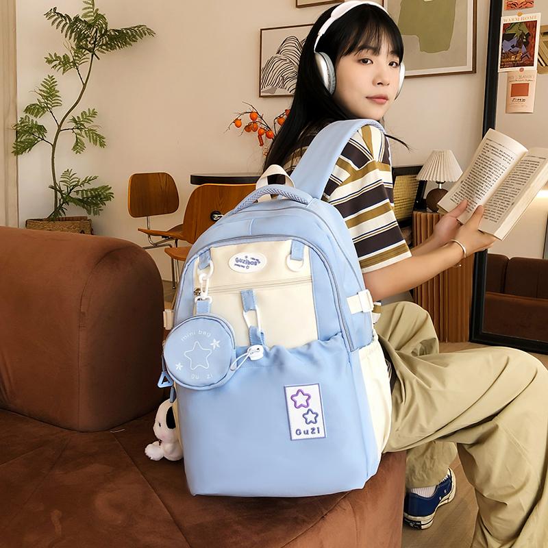 Dámský batoh Color Block pro studenty střední školy Schoolbag Star Velkokapacitní batoh