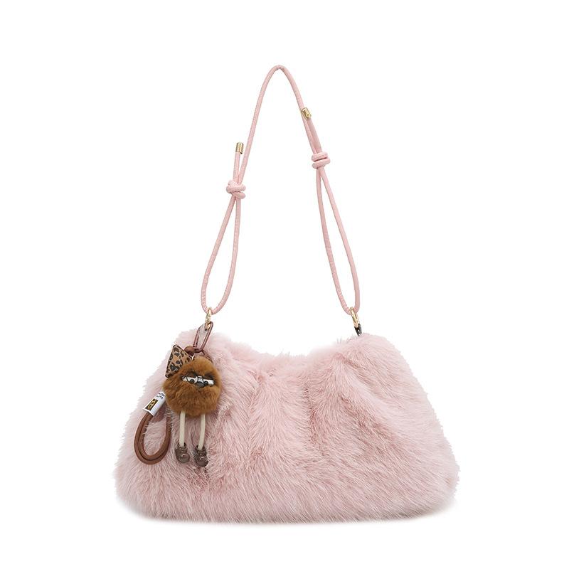 Japanese and Korean Fashion Simple Faux Fur 2026 Women's New Winter Style Commuter High-End Feel Shoulder Bag, Handbag and Crossbody Bag