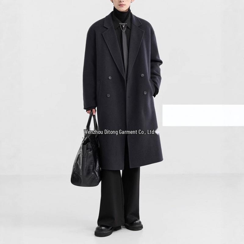 Men's Long Wool/Down Lapel Winter Coat