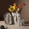 Retro Wabi-Sabi Clay Ceramic Face Sculpture Vase for Home Decoration
