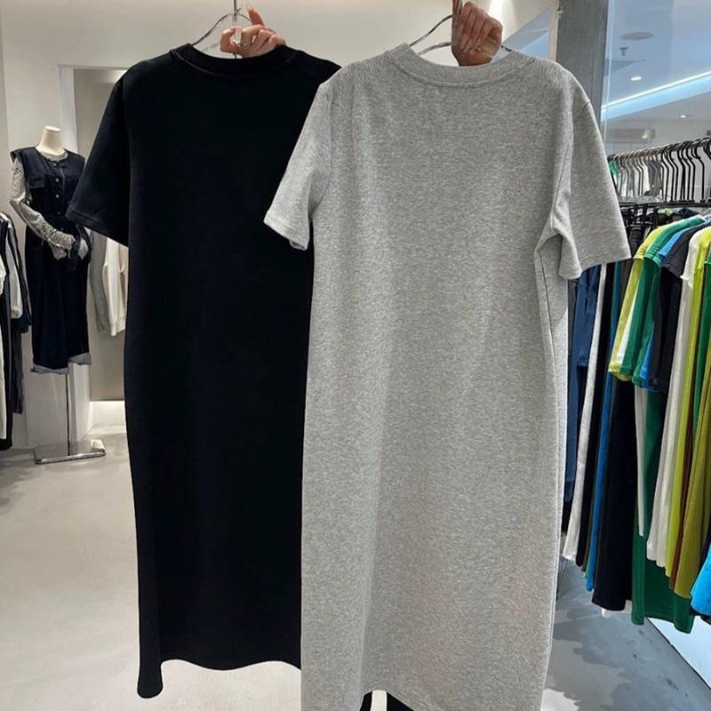 

Женское платье-футболка с короткими рукавами и круглым вырезом, большого размера, свободного кроя, длинное, в стиле кэжуал, длиной до колена, для сна 4XL светло-серый