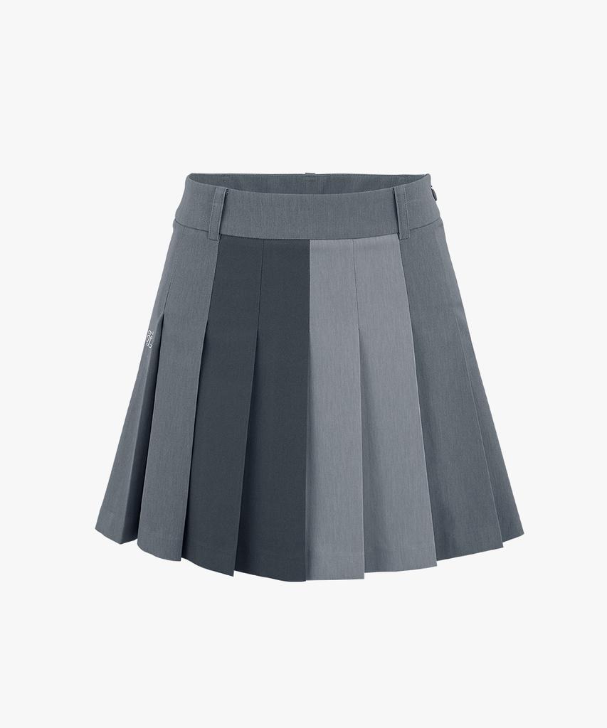 FAIRLIAR GOLF Tone-On-Tone Pleated Skirt (Gray)