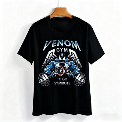 Genuine 2026 New Venom Sport Fitness Print High Quality Fashion Plus Size Men's Short Sleeve Loose Sport T-Shirt