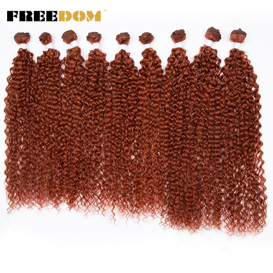FREEDOM 22 24 26 Zoll Kinky Curly Synthetisches Haar Weave Extensions Ombre Braun Blond Hitzebeständige Faser Haarsträhnen