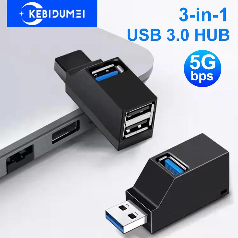 Adattatore mini USB HUB USB 3.0 a 3 porte, splitter OTG, lettore di dischi U ad alta velocità da 5 Gbps per laptop PC