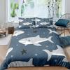 Copripiumino per Bambini con Stampa di Pesce Squalo Cartone Animato Blu e Bianco Decorazione di Lusso per la Camera da Letto di Bambini e Adolescenti Regalo Misura Queen