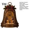 Holiday Shelf Display Christmas Village Infinity Bell Ornament, Vintage Glowing Rotating Snow Scene Decor Indoor Accessories with Angel Wreath Heart,