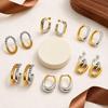 Fashion High-End Two-Color U-Shaped Niche Stud Earrings in Stainless Steel