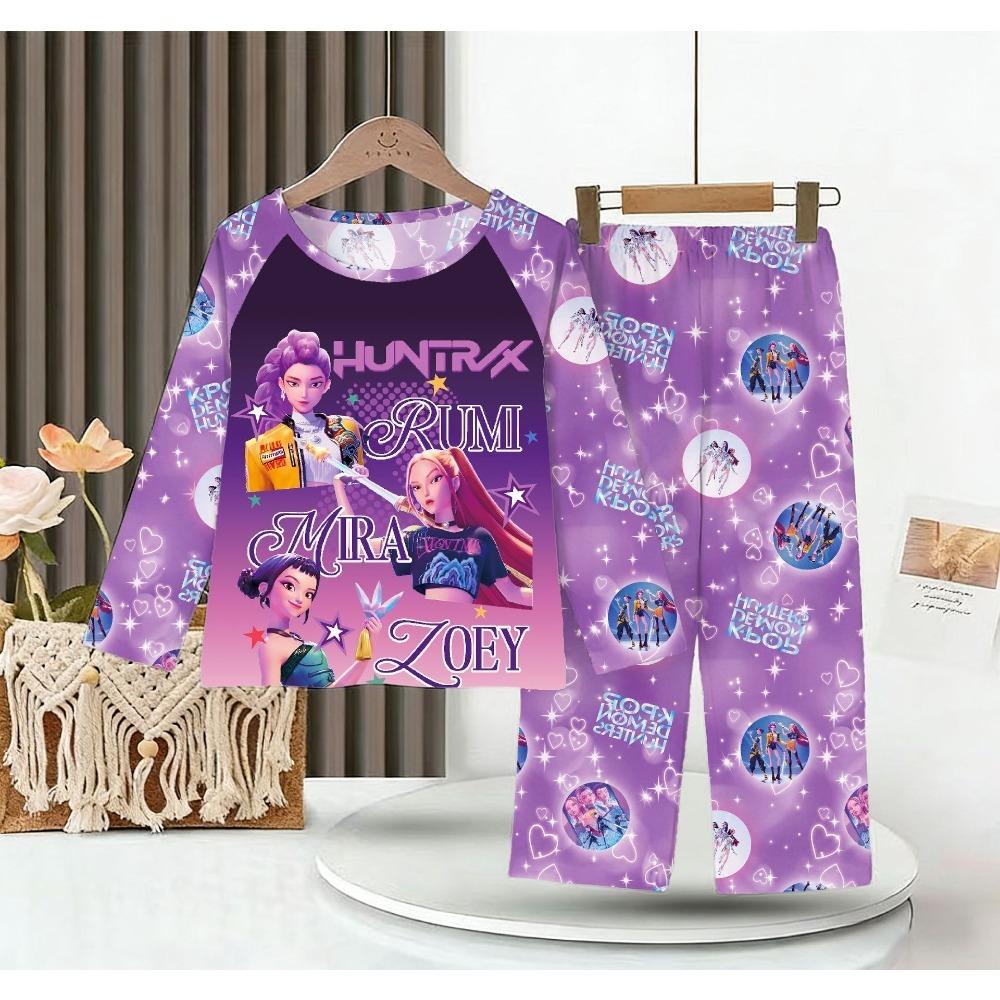 New Demon Hunters Children's Pajamas Long Sleeve Cartoon Girls Babies Middle and Older Children's Loungewear Set