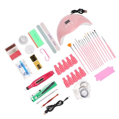 Nail Art Tool Kit 54W Manicure Light Nail Drill Soak Off Clip Polishing Block Nail FileSet