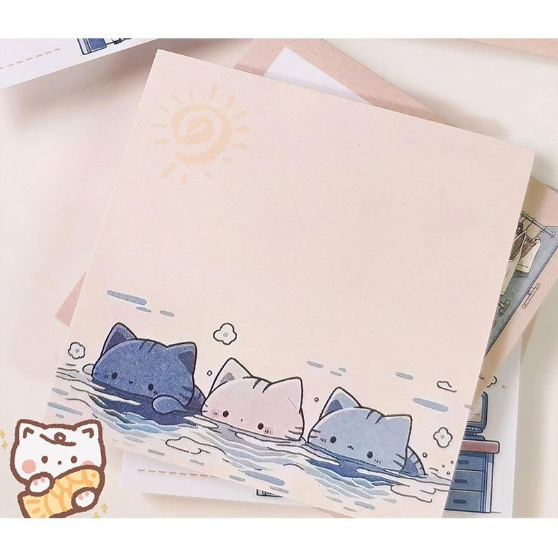 50sheet Cute Cat Memo Pad Amercian Style Lovely Kitten Sticky Note 8*8cm Kawaii Stationery Scrapbook Decorative Paper Student