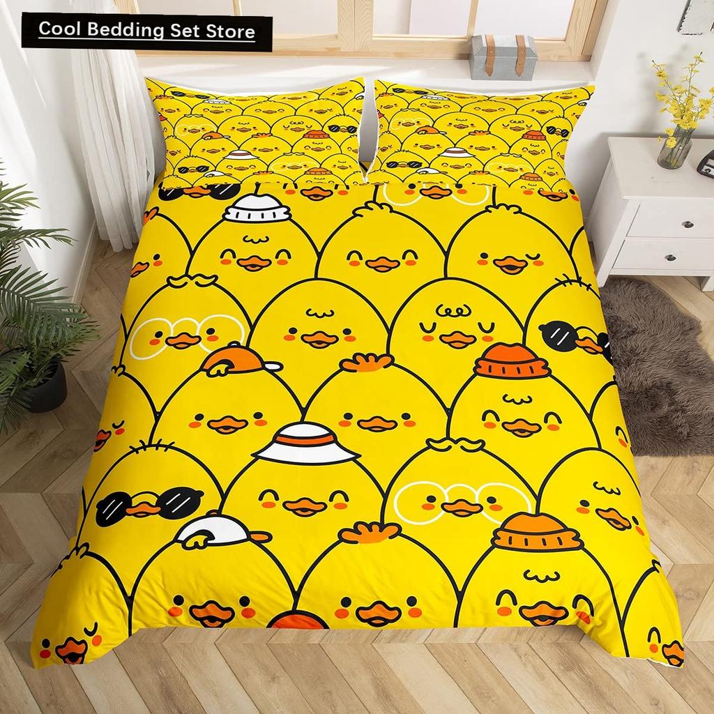 Uroczy kaczor król królowa poszwa na kołdrę kreskówka biała gęś zestaw pościeli zabawny wiejski zwierzęcy poszwa na kołdrę poliestrowa poszwa na kołdrę