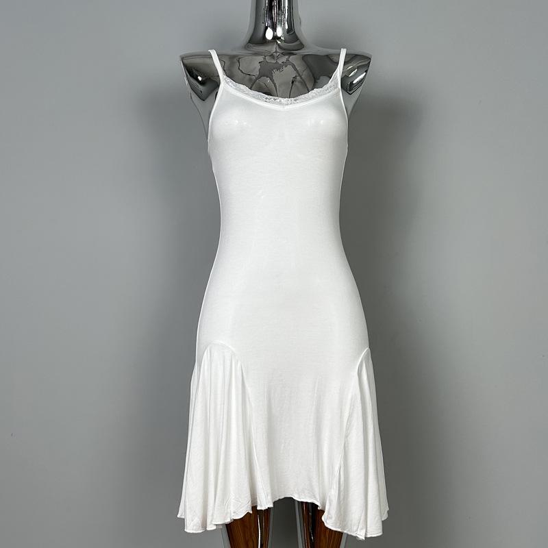 South Korean Dongdaemun Sexy Lace Spliced Pleated Waist Dress