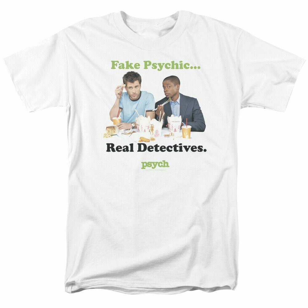 Psych Take Out T Shirt Mens Licensed Classic TV Show Tee Gus Shawn White Unisex T-Shirt M