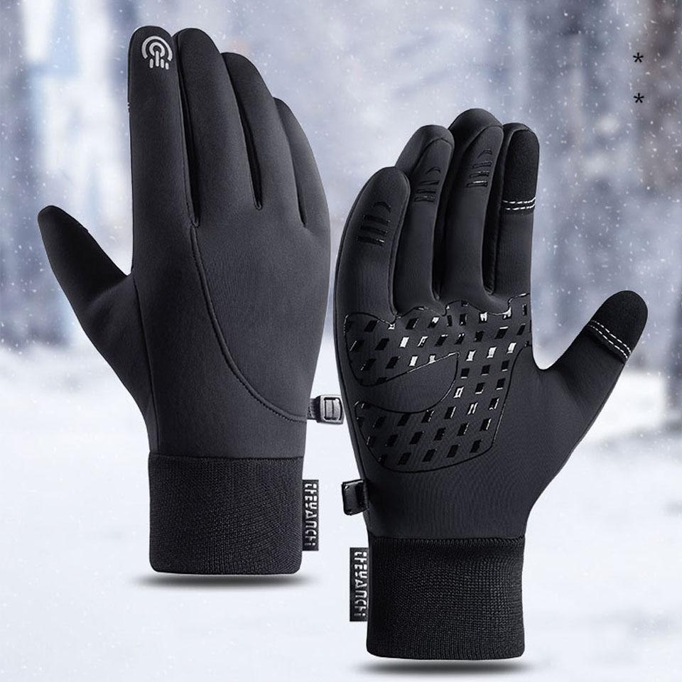 Getinfit Cycling Gloves Winter Warm Waterproof Touch Screen Anti-Wear for Male Female Outdoor Sports Fishing Fleece Thickened