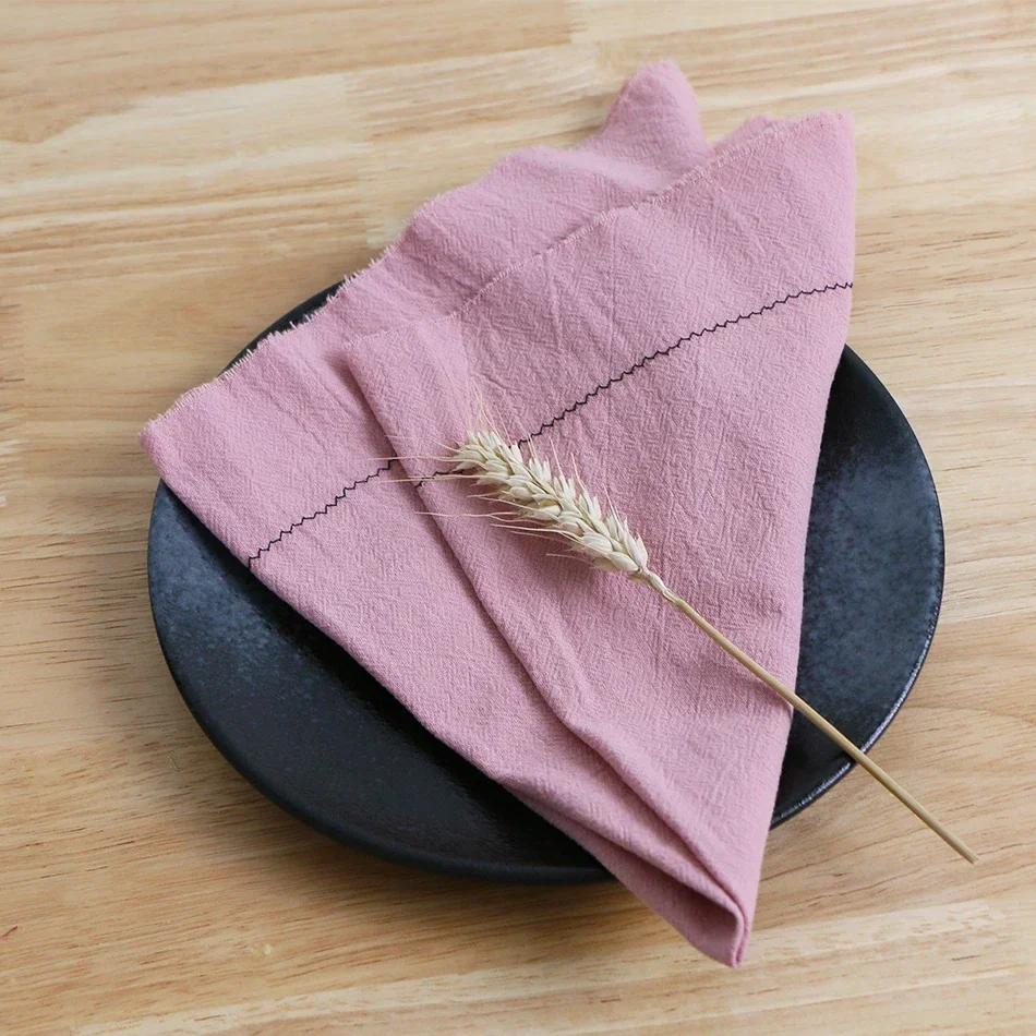6PCS 30x45cm 100% Cotton Cloth Napkins Embroidered Tea Towel Versatile Handmade Washable for Dinner Wedding and Parties Decor