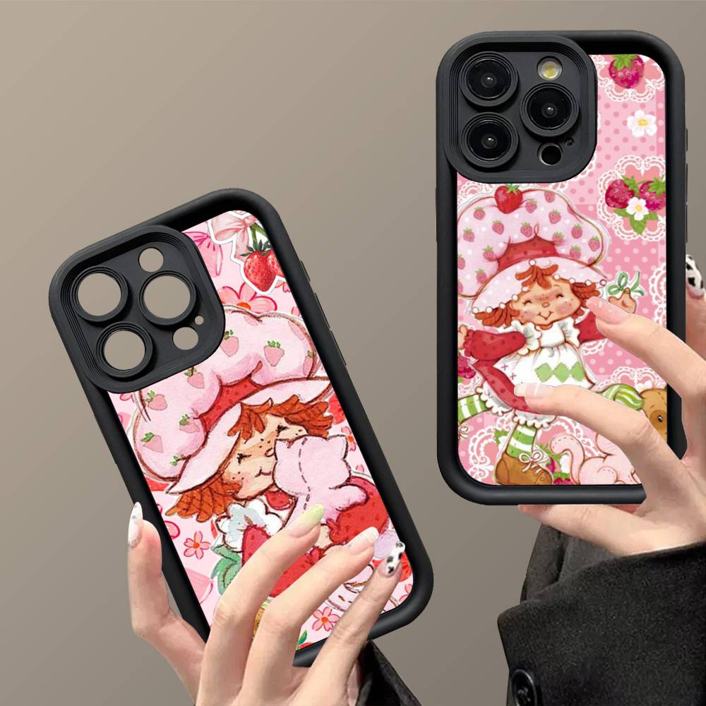 Animated S-Strawberry S-Shortcake Silicone Soft Phone Case For IPhone 17 16 14 13 12 11 15 Pro Max Plus Air Cover