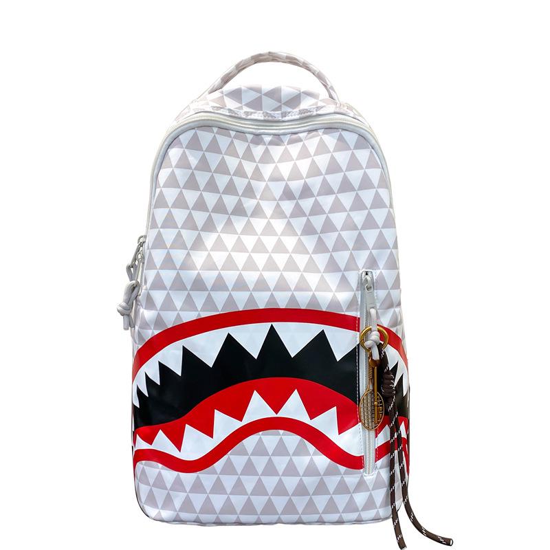 Shark Print Student Backpack, Large Capacity, Trendy, Fun, and Fashionable