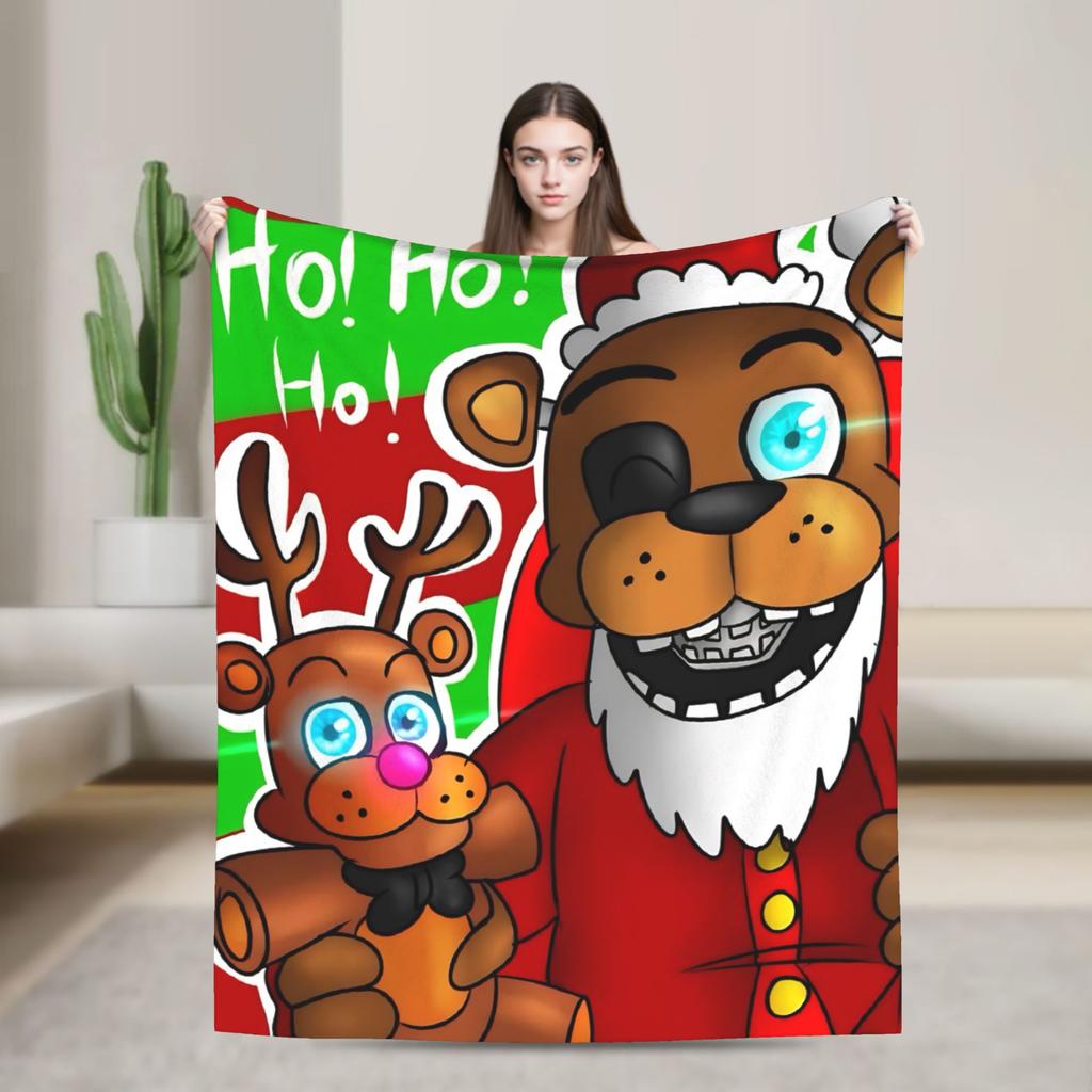 Halloween Five Nights Horror Game Blanket Flannel Print Portable Lightweight Thin Throw Blanket for Home Bedroom Quilt