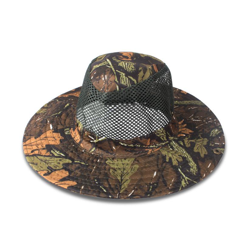 Updated Tactical Camouflage Male Bucket Hat Breathable Mesh 9cm Brim Sun Hat Male Foldable Outdoor Jungle Hunt Camping Angling  Practical Use