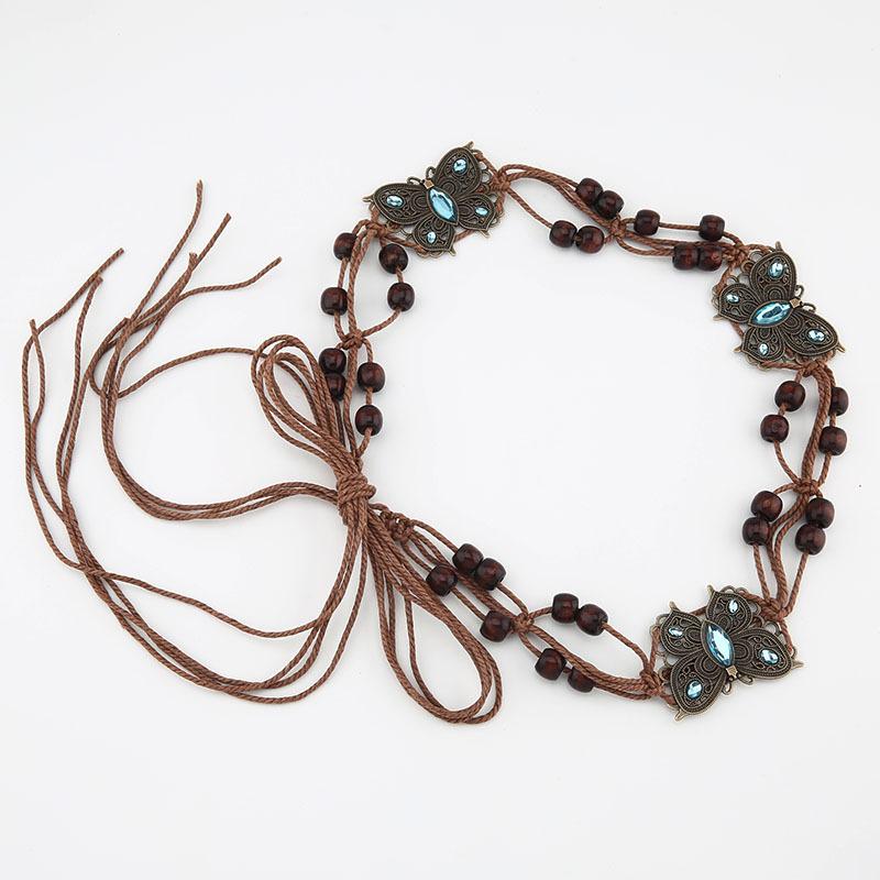 

Belt Vintage Slimming Ethnic Style Handwoven Waist Belt Stylish Boho Rope Waist синій