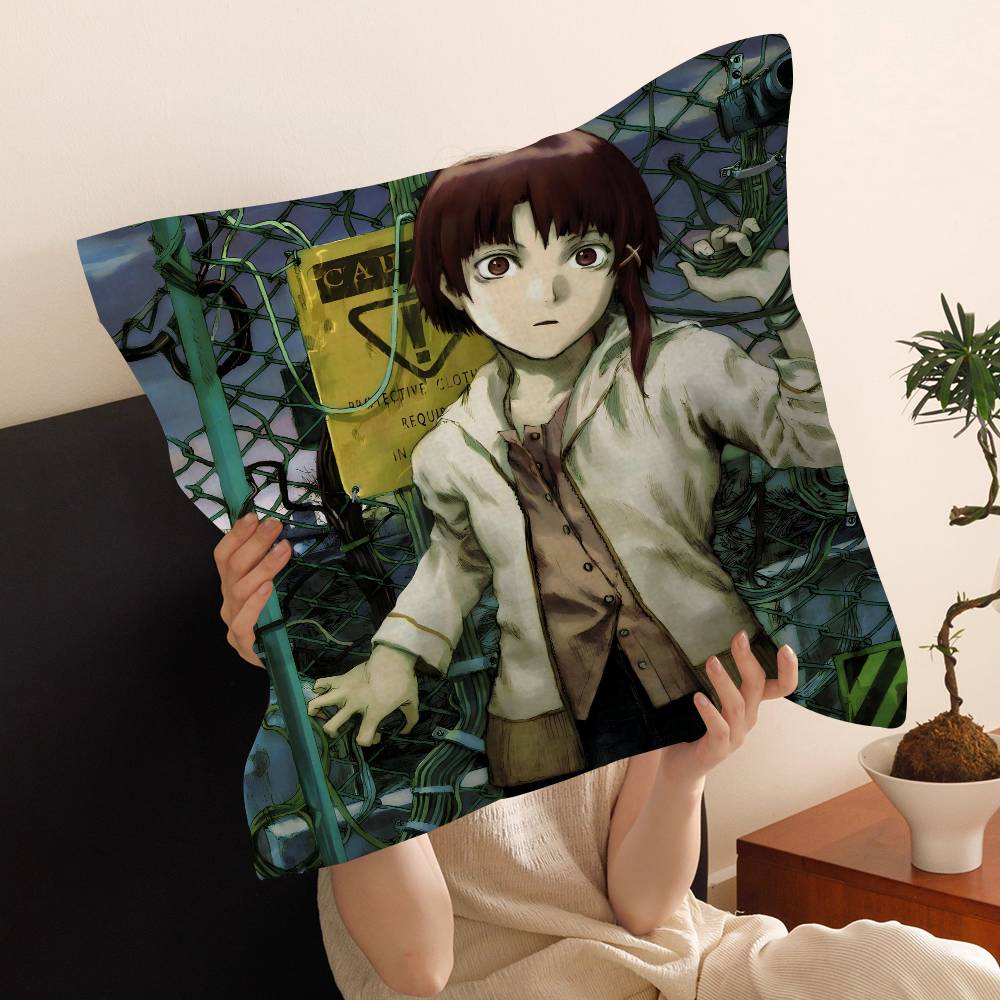 Anime Serial E-Experiments Lain Cushion Cover Polyester Sofa Cushions Decorative Throw Pillows Home Decoration Pillowcover