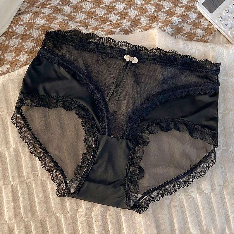 

Большие размеры женские новые трусики Ice Silk Traceless Sexy Pure Desire из жаккардового кружева с дышащей средней талией XXXL чёрный