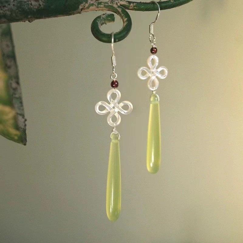 Exotic high-end sense niche new Chinese-style ethnic feng shui drop ear hook retro fashion design personalized ear jewelry