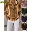 Women's Fashion Casual Solid Color Print Long Sleeve POLO Neck Blouses & Shirts International Design