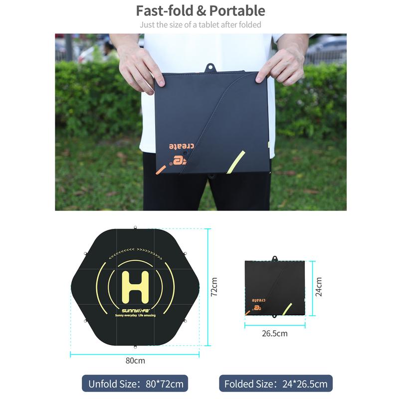 Sunnylife 80cm Waterproof Landing Pad Set for DJI Mavic Series/Mavic Air Series/Mini Series Portable Landing Platfrom Mats
